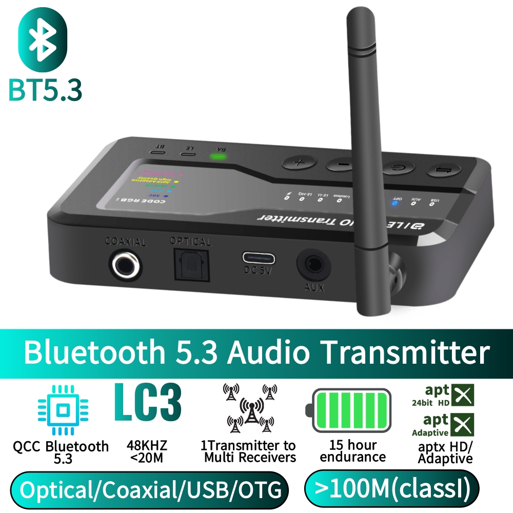 Bluetooth Adapter Receiver - جهاز إرسال صوتي بلوتوث 5.3، مدى