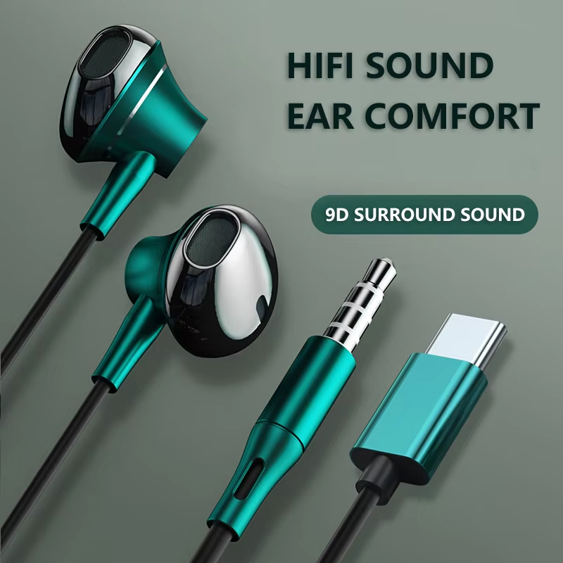 9D باس ستيريو نوع C وسماعات 3. - مراجعة Wired Earphone Mic وسعره