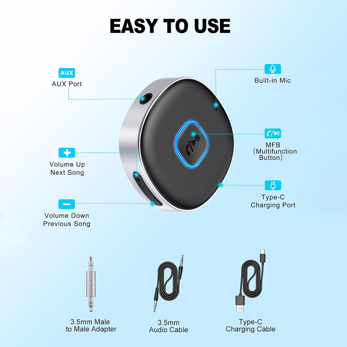 محول بلوتوث AUX للسيارة، جهاز  - مراجعة Bluetooth Adapter Receiver وسعره