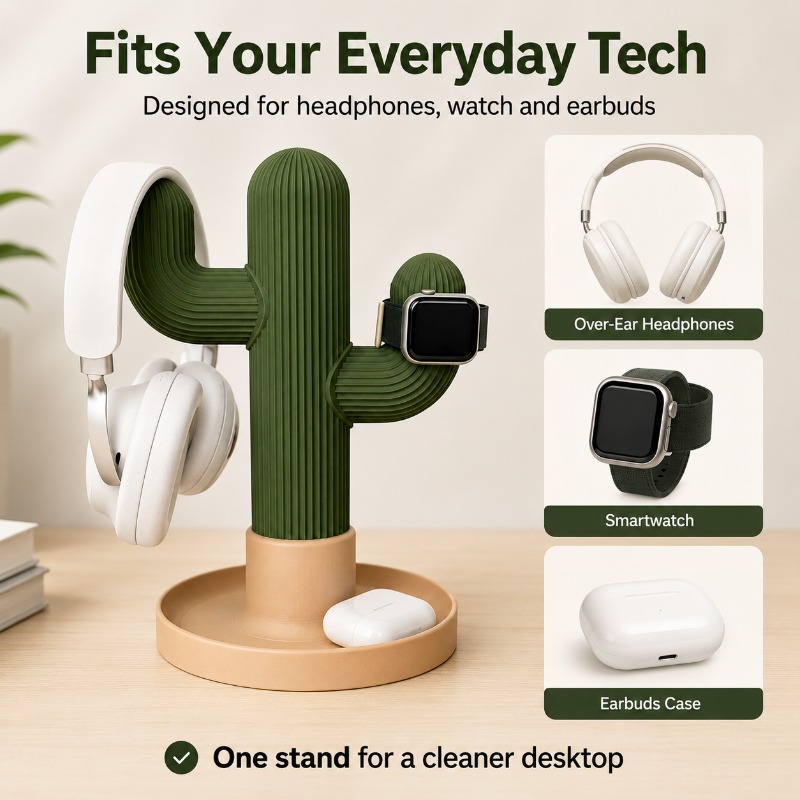 حامل سماعات رأس بتصميم صبار بس - مراجعة Headphone Stand Desk وسعره