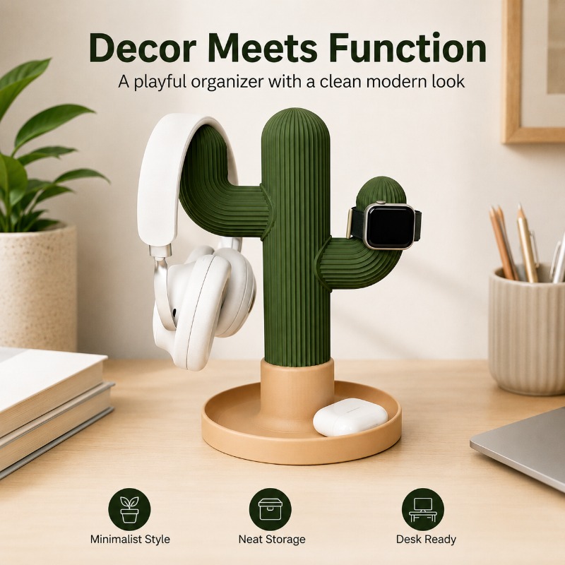 حامل سماعات رأس بتصميم صبار بس - مراجعة Headphone Stand Desk وسعره